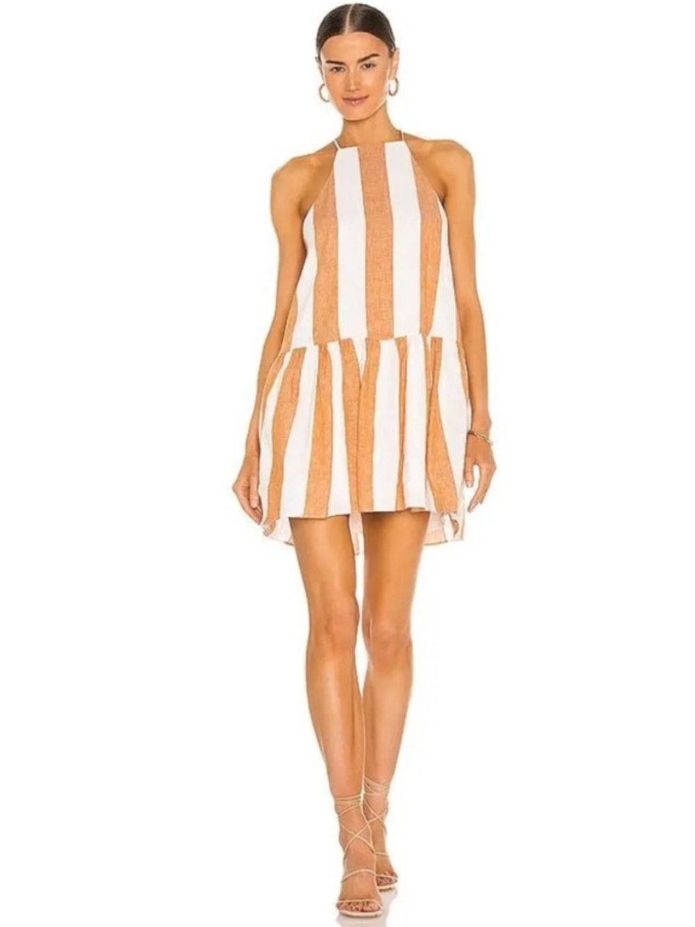 Amanda Uprichard x Revolve Amy Linen Dress Ginger Ivory Stripe New Size Medium